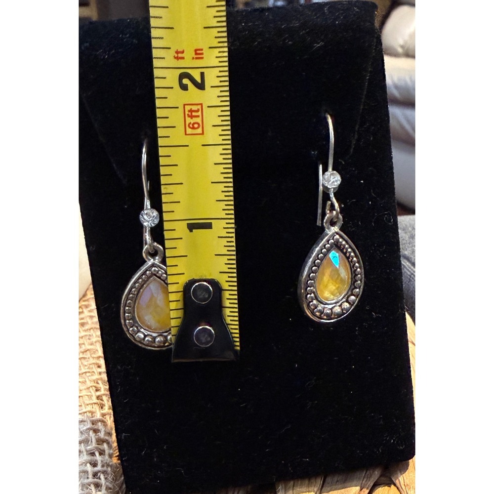Vintage Avon silver-tone Y-necklace and Pierced earring sets yellow Teardrop - Picture 5 of 11